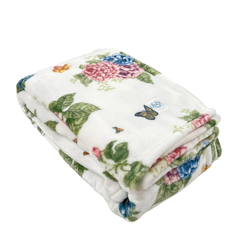 NWT Lenox Butterfly Meadow Hydrangea Throw Blanket - Picture 2 of 6